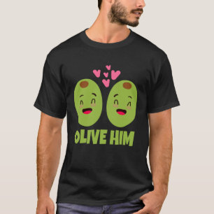 Camiseta Olive-Him Dia de os namorados Correspondendo Casai