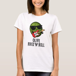 Camiseta Olive Rock E Roll Funny Rocker Olive Pun