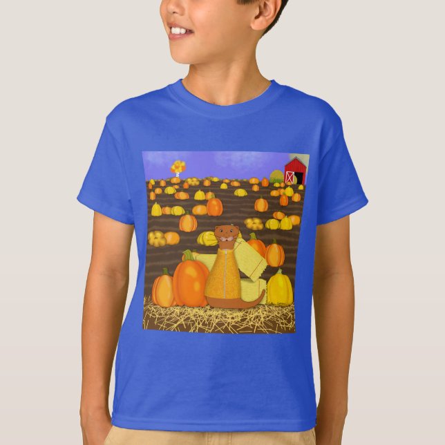 Camiseta Oliver a Lontra Escolhe uma Abóbora (Frente)
