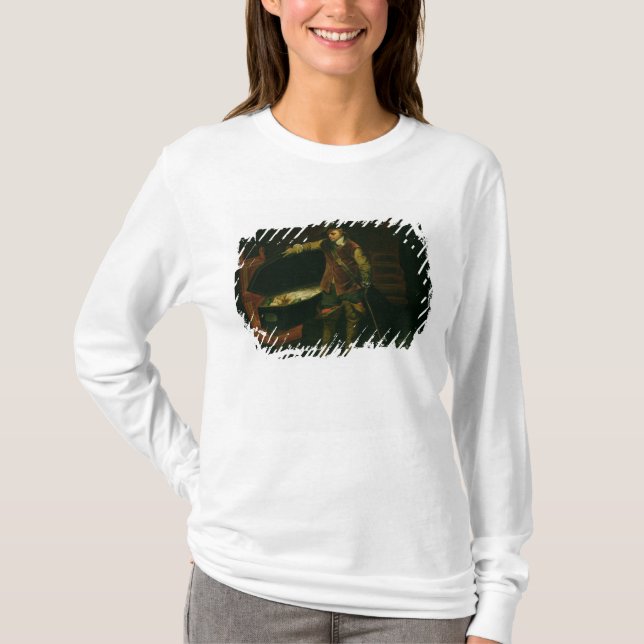Camiseta Oliver Cromwell com o caixão de Charles mim (Frente)