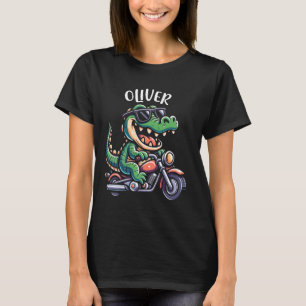 Camiseta Oliver Fun Alligator Design de motocicleta para Me