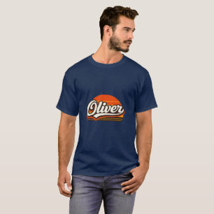 Camiseta Oliver Retro Pôr do Sol Design de Nome Personaliza