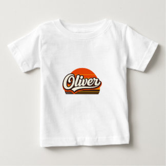 Camiseta Oliver Retro Pôr do Sol Design de Nome Personaliza