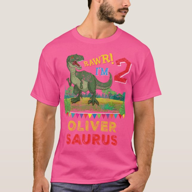 Camiseta Oliver Saurus Rawr I M 2 Dinossauro T-Rex Personal (Frente)