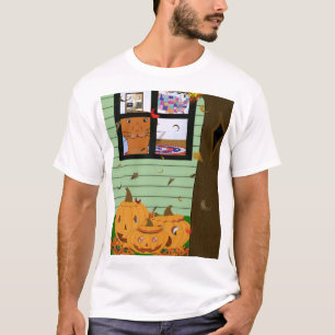 Camiseta Oliver The Otter Olhando para Jack-o-Lanterns