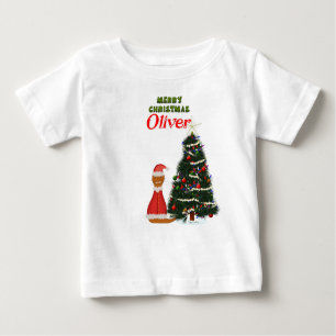 Camiseta Oliver Vestido como Papais noeis em Sua Árvore de