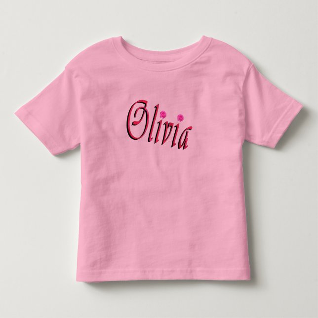 Camiseta "Olivia" Vermelho E Rosa Olivia Nome,  (Frente)