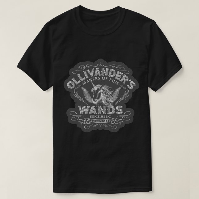 Camiseta Ollivander's Wands Sticker.png (Frente do Design)