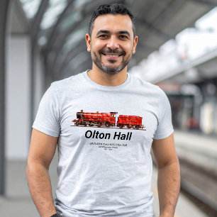 Camiseta Olton Hall Vintage Comboio a Vapor Comboio Inglês
