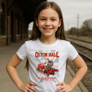 Camiseta Olton Hall Vintage Comboio a Vapor Comboio Inglês