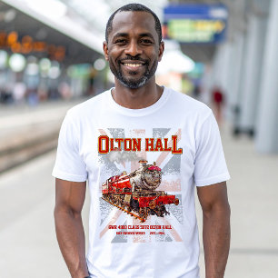 Camiseta Olton Hall Vintage Comboio a Vapor Comboio Inglês