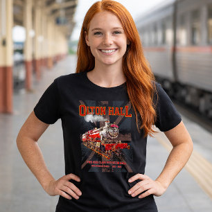 Camiseta Olton Hall Vintage Comboio a Vapor Comboio Inglês