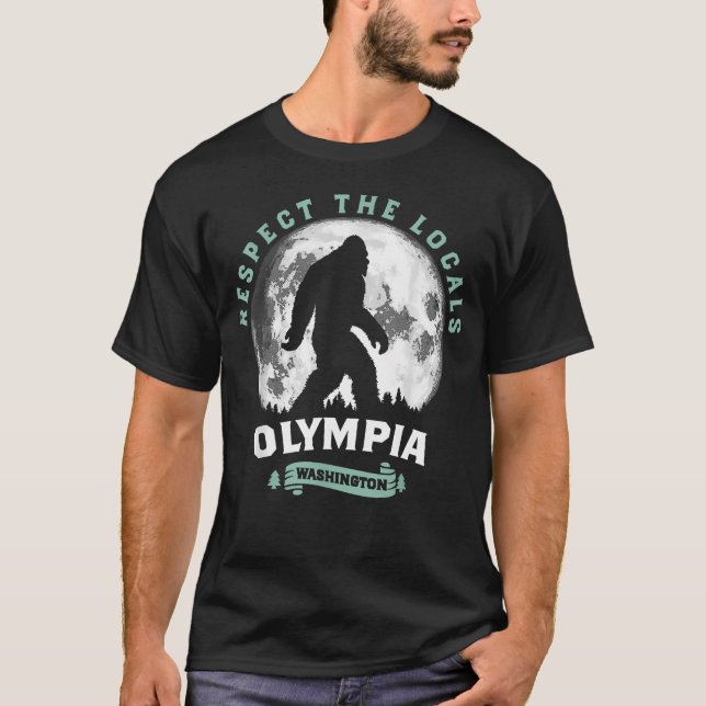 Camiseta Olympia Wa Respeite Os Locais Sasquatch Lua Cheia (Frente)
