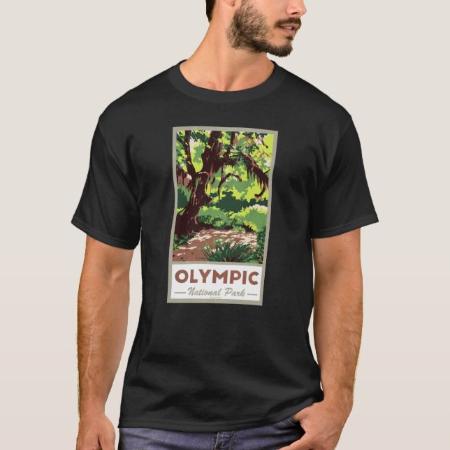 Camiseta Olympic National Park Vintage Travel Poster (Frente)