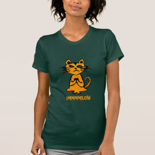 Camiseta Om Cat - Engraçado Yoga T Shirt para Mulheres