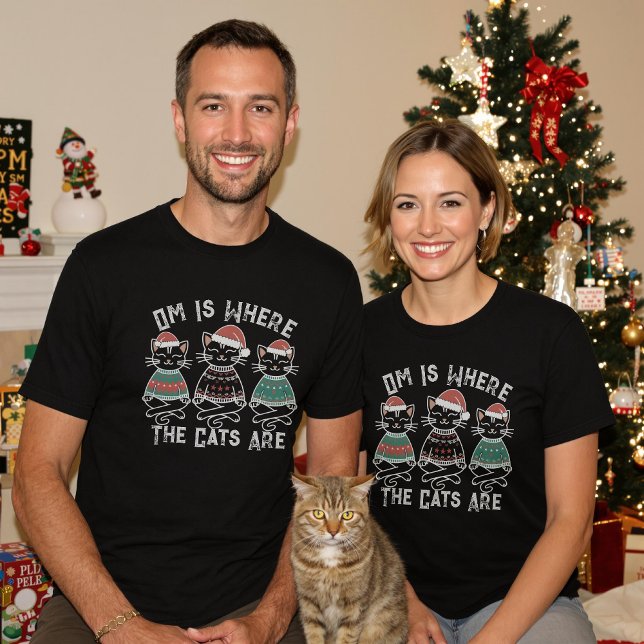 Camiseta Om É Onde Estão Os Gatos - Feliz Natal (Criador carregado)