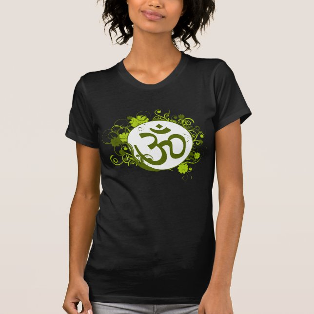 Camiseta OM floral verde budista (Frente)