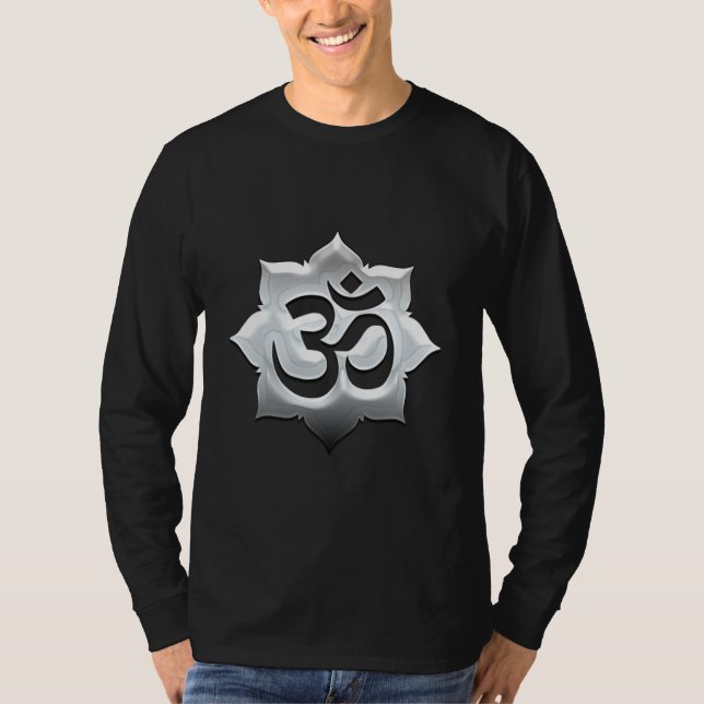 Camiseta OM Símbolo Lotus Espiritualidade Yoga Crest (Frente)
