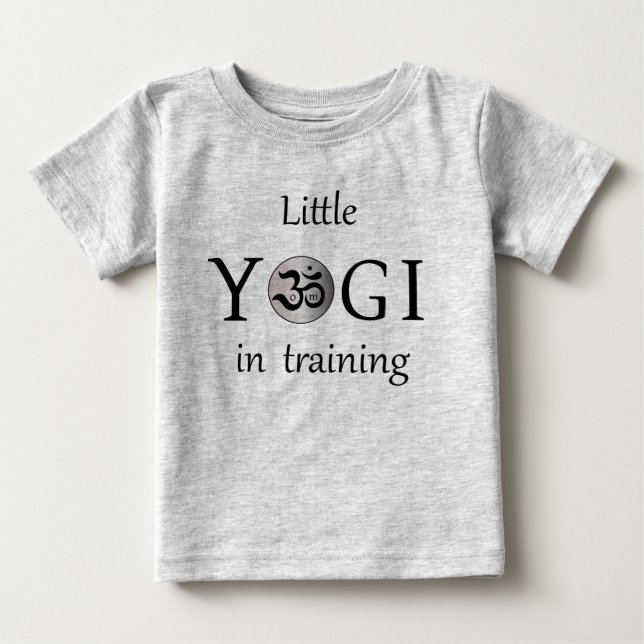 Camiseta Om zen yogi yoga bebê crianças T shirt cinza (Frente)