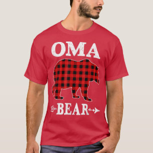 Camiseta Oma Bear Christmas Pajama Red Xadrez Família Buffa