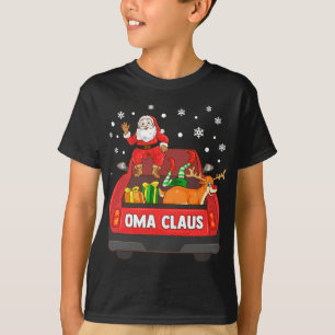 Camiseta Oma Claus Red Truck Papais noeis Reindeer Elf Nata