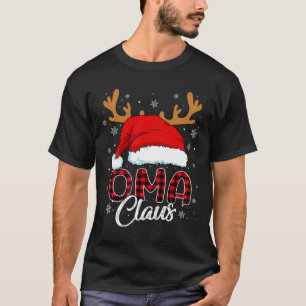 Camiseta Oma Claus Santa Hat Reindeer Red Xadrez Correspond