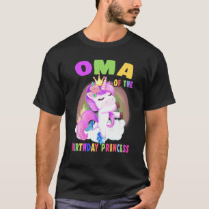Camiseta Oma Da Princesa de Aniversário Garota Unicórnio