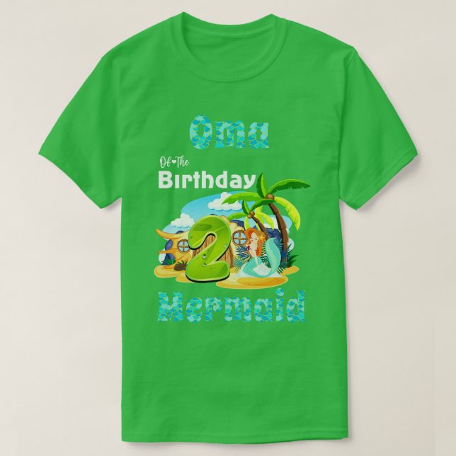 Camiseta Óma De Sereia Bonita Do segundo aniversário (Frente do Design)
