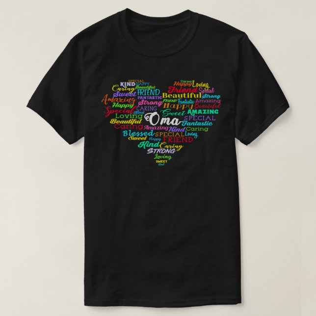 Camiseta Oma Heart German Avó de Natal Mãe (Frente do Design)