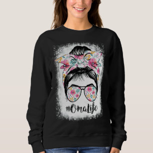 Camiseta Oma Life Messaging Hair Bun Floral Mulheres Moth