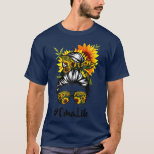 Camiseta Oma Life Messaging Hair Bun Sunflower Women Da