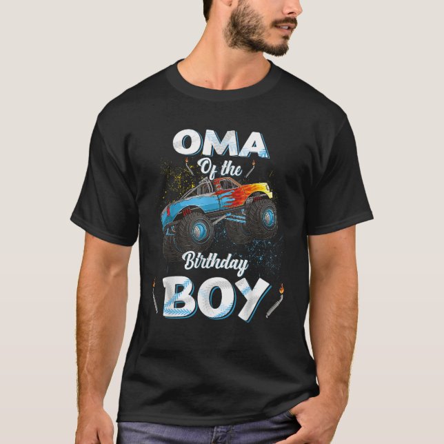 Camiseta Oma Of The Birthday Boy Monster Truck Bday Women M (Frente)