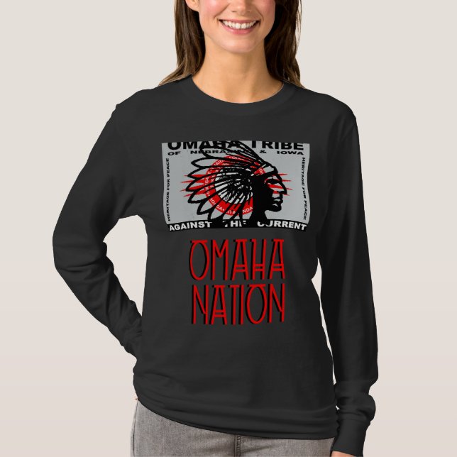 Camiseta Omaha Nation Flag Indígenas Native American Headd (Frente)
