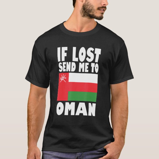 Camiseta Oman Flag Design Se perdido me mande para Omã (Frente)