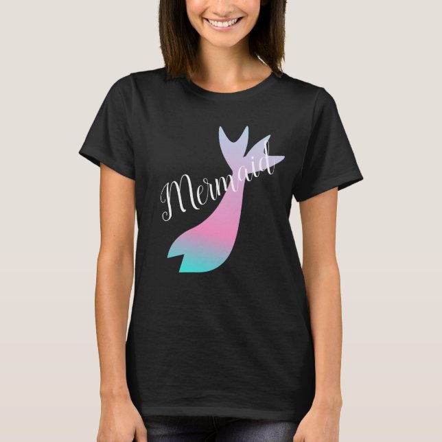 Camiseta Ombre Sereia Tale Arco-Íris Rosa Teal (Frente)