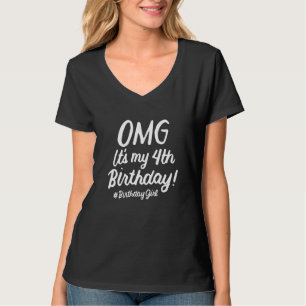 Camiseta Omg É a minha 4.ª garota de aniversário, Fofo de 4