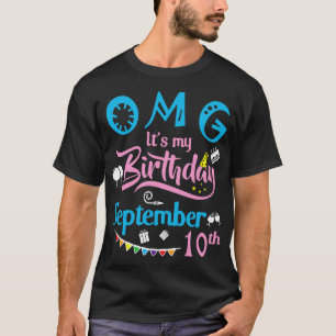 Camiseta OMG é meu aniversário no 10 de setembro feliz aniv