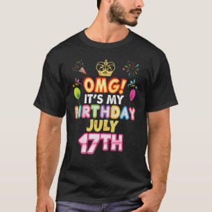 Camiseta Omg É o meu aniversário 17 de julho Vintage 17 Hap