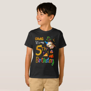 Camiseta OMG É o meu aniversário de 5 de 5 anos, preguiç