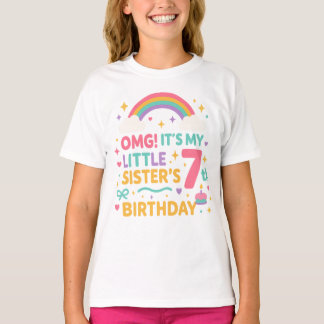 Camiseta OMG It’s My Little Sister’s 7th Birthday Rainbow  