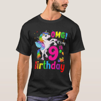Camiseta OMG It's My 9Th Birthday Girls Unicorn 9 Years Old