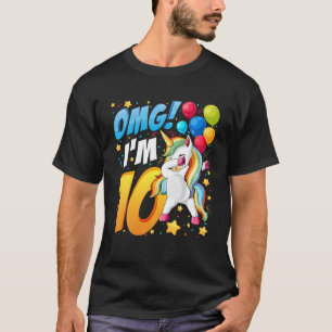 Camiseta OMG! Tenho 10 anos - Design de Unicórnio para o 10