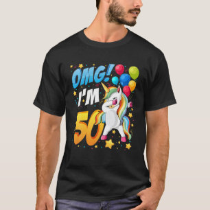 Camiseta OMG! Tenho 50 anos - Design Unicorn Dab para o 50º