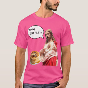 Camiseta Omg Waffles Jesus Cristo Café da Manhã Engraçado M