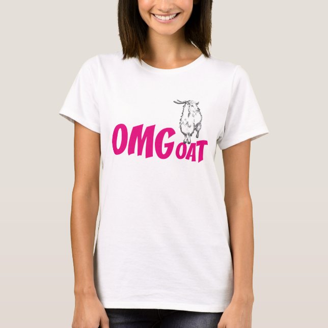 Camiseta OMGoat Angora Goat Goat sobe OMG rosa (Frente)