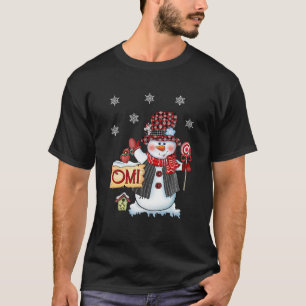 Camiseta Omi Snowman - Papais noeis de Xadrez Vermelha Cane