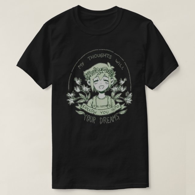 Camiseta omori, meus pensamentos te seguirão em seus sonhos (Frente do Design)