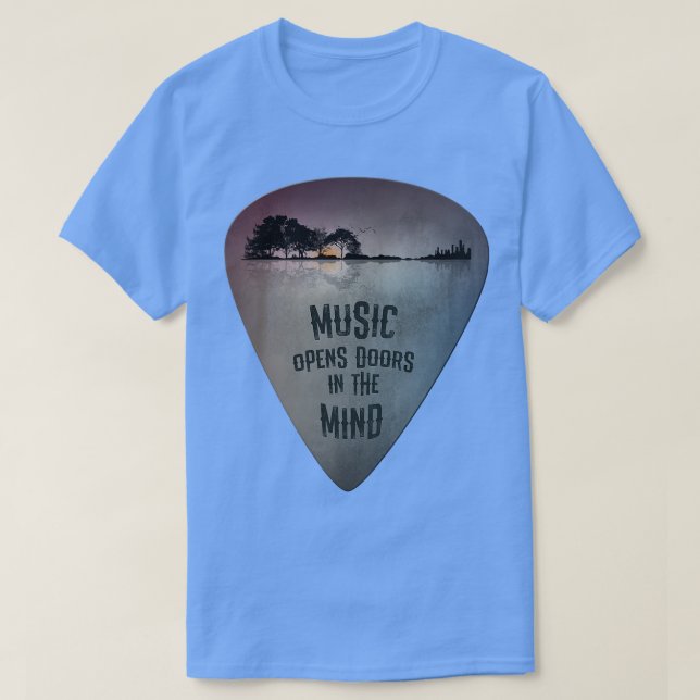 Camiseta ON BACK Distressed Guitar Pick Lake Reflections Mu (Frente do Design)
