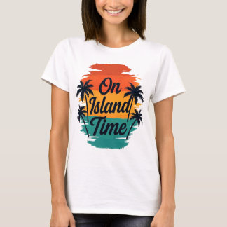 Camiseta On Island Time Tropical Sunset Palm Trees