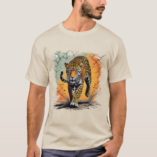 Camiseta Onça Pintada Espionando Grande Felino em Arte Dram